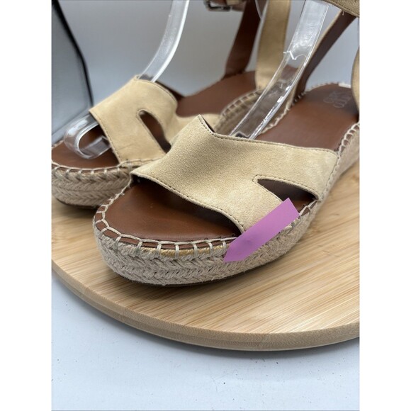 Franco Sarto Pellia Wedge Sandals Sz 10M Beige Suede Espadrille Ankle Strap - Picture 4 of 11